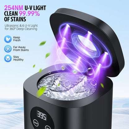 TEBAL Ultrasonic Retainer Cleaner – 52kHz, 250ml Capacity, for Retainers, Braces, Dentures, Jewelry