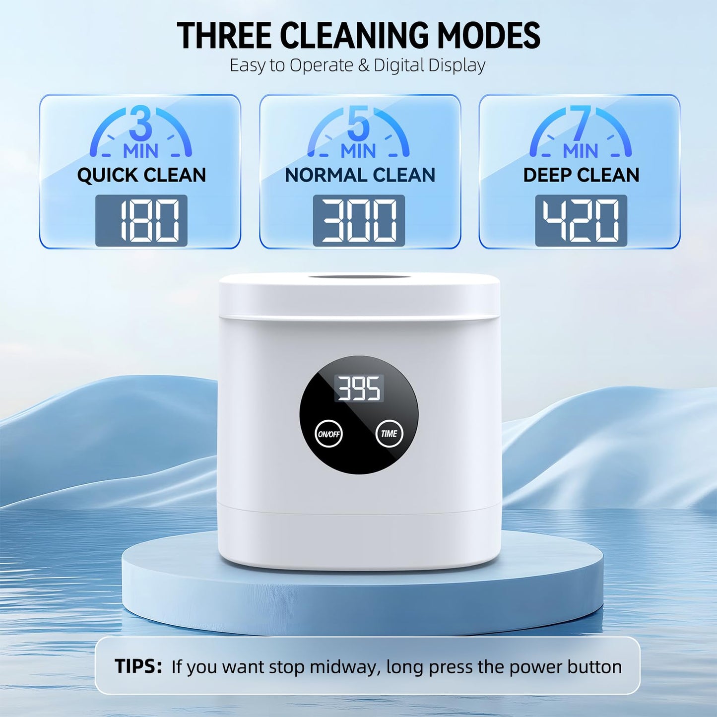 TEBAL Ultrasonic Retainer Cleaner Machine – 52kHz, 250ml, White