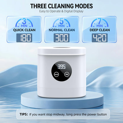 TEBAL Ultrasonic Retainer Cleaner Machine – 52kHz, 250ml, White