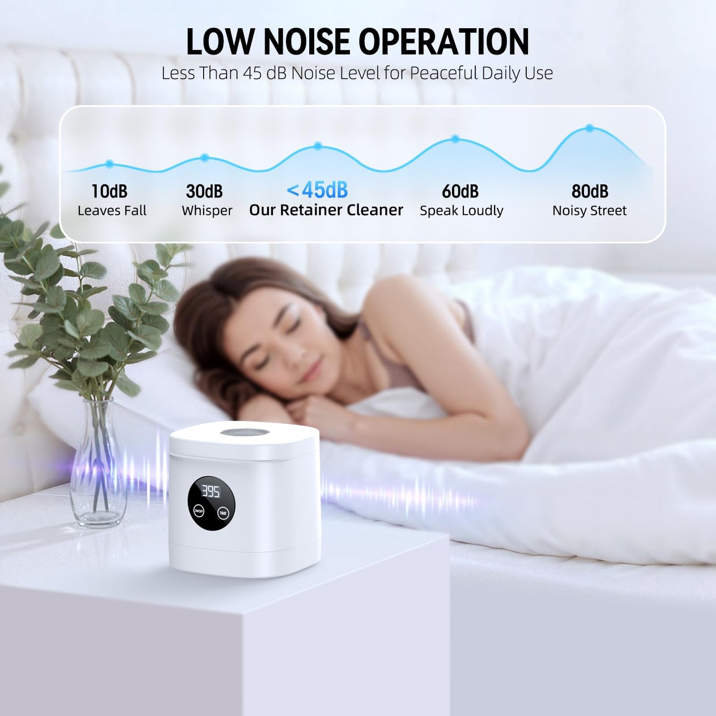 TEBAL Ultrasonic Retainer Cleaner Machine – 52kHz, 250ml, White