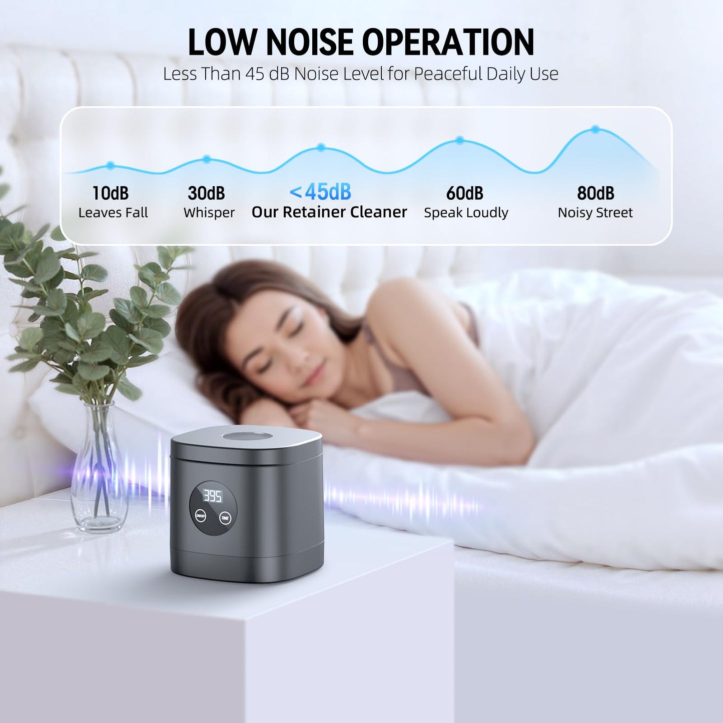 TEBAL Ultrasonic Retainer Cleaner – 52kHz, 250ml, for Retainers & More | Black