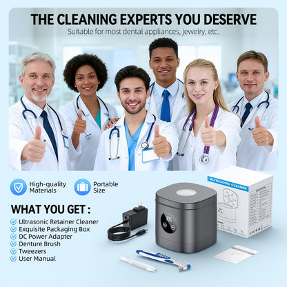 TEBAL Ultrasonic Retainer Cleaner – 52kHz, 250ml, for Retainers & More | Black