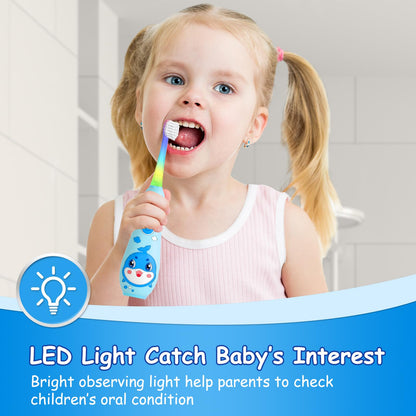Teeteck Electric Toothbrush for Kids - Magnetic Charging, 2 Brush Heads Included (Blue) | Ages 1-6