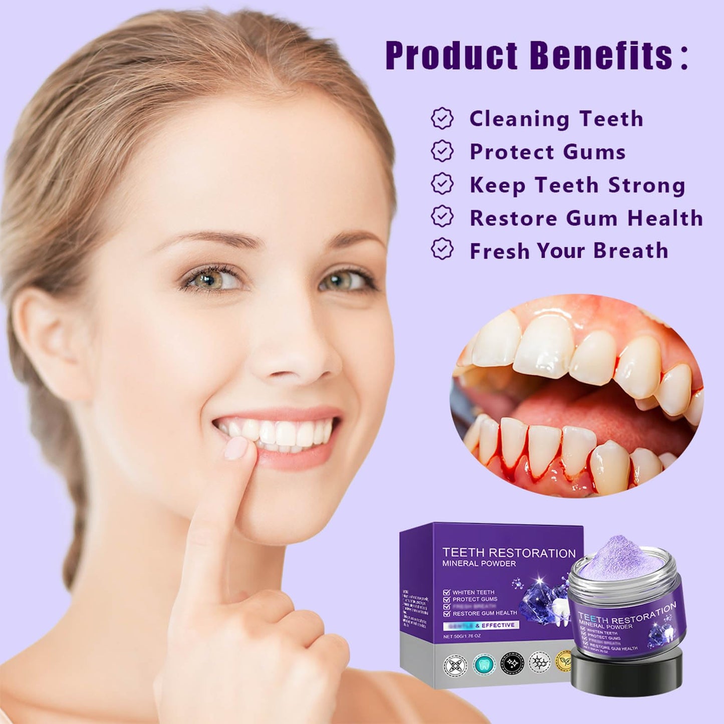 Teeth Restoration Mineral Powder - Strengthen Teeth & Gums | Oral Care Mineral Powder