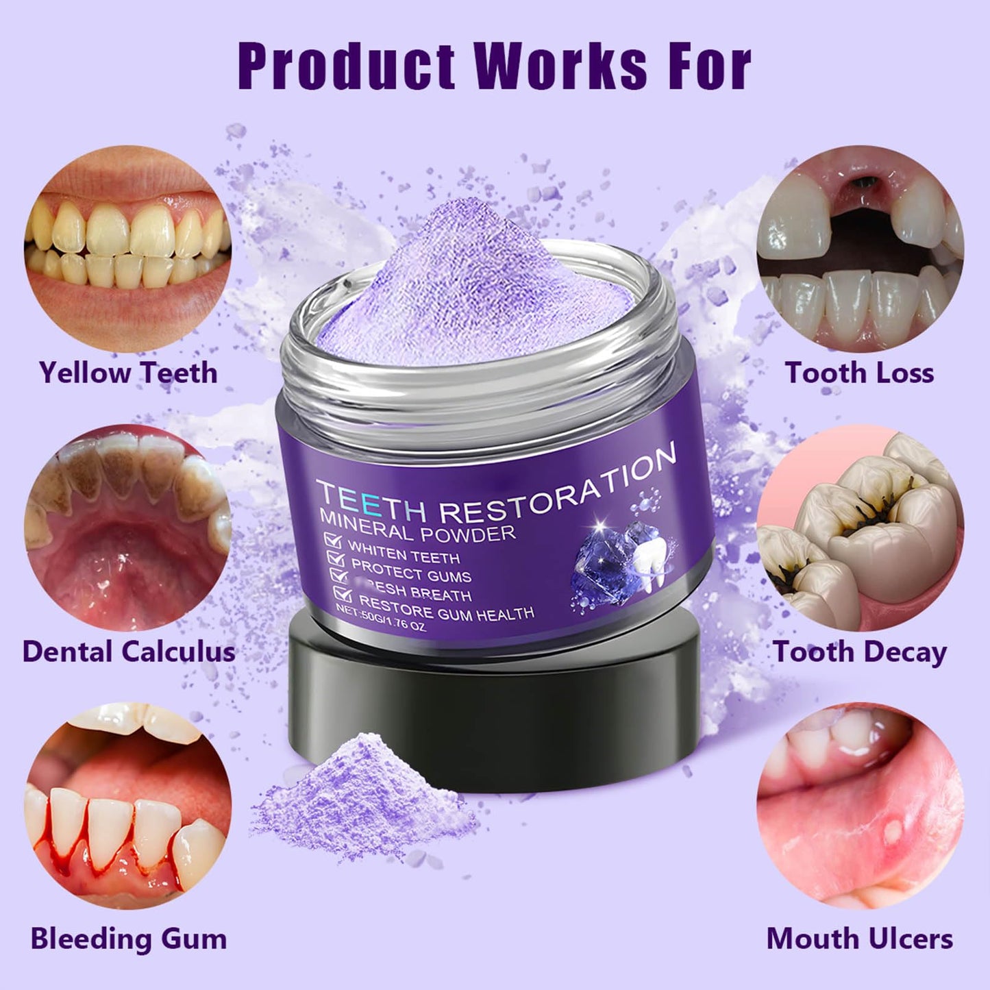 Teeth Restoration Mineral Powder - Strengthen Teeth & Gums | Oral Care Mineral Powder