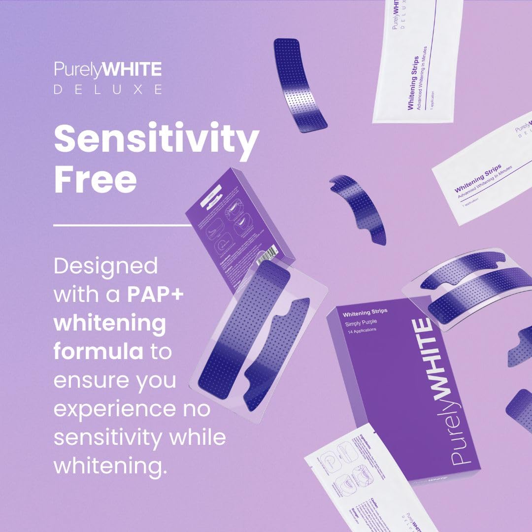 PurelyWHITE Purple Whitening Strips – Peroxide-Free, Enamel Safe (28 Strips)
