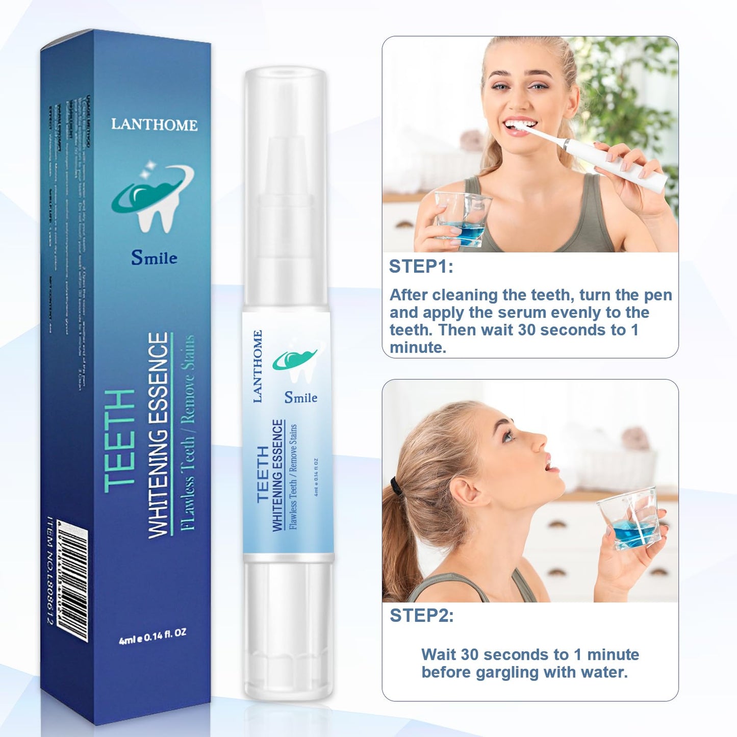 Teeth Whitening Essence Pen – Travel-Friendly Mint, Gentle on Sensitive Teeth (3pcs)