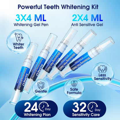 Teeth Whitening Kit – 3 Pens + 2 Desensitizing Pens | LED Light, 35% Carbamide Peroxide