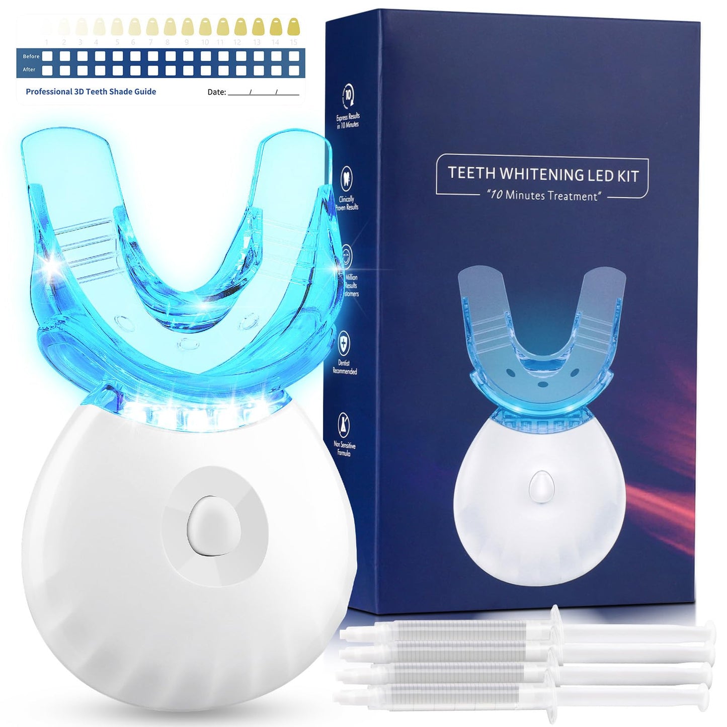 Teeth Whitening Kit with LED Light - Fast, Non-Sensitive Whitening Gel (1 Fl Oz) | 35% Carbamide Peroxide