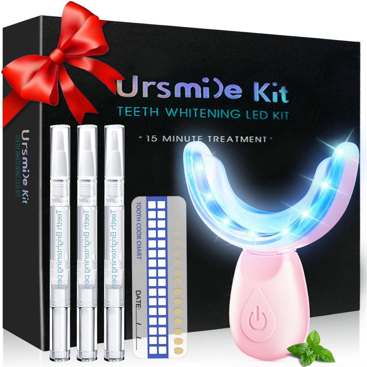 Teeth Whitening Kit for Sensitive Teeth - 16 LED Light, 30 Min - Pink