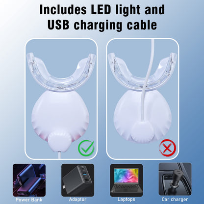 Teeth Whitening Light – USB Blue LED, 10X More Powerful, 16 LED, IPX7 Waterproof