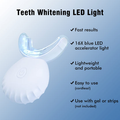 Teeth Whitening Light – USB Blue LED, 10X More Powerful, 16 LED, IPX7 Waterproof