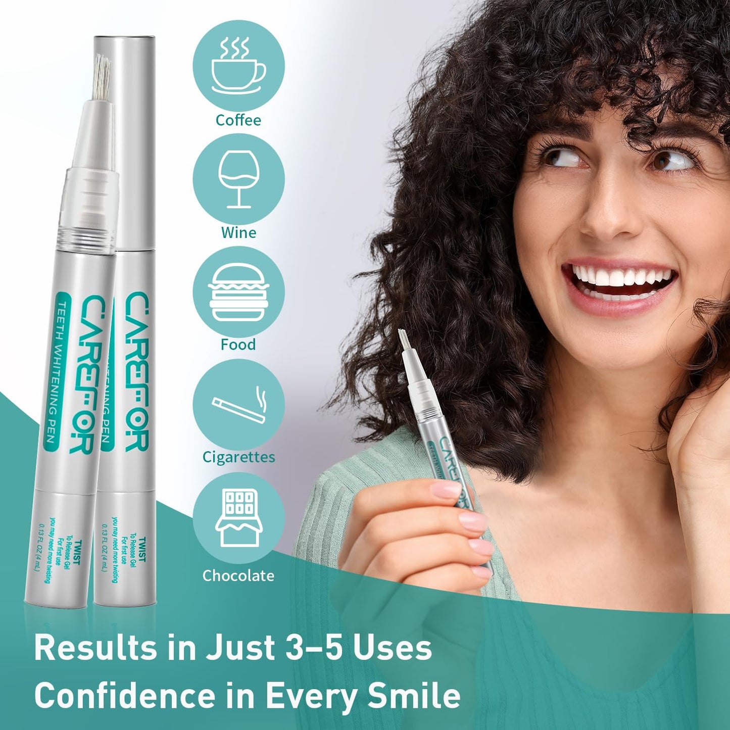 Teeth Whitening Pen 2 Pack (8ml) – Fast-Acting Gel with Brush