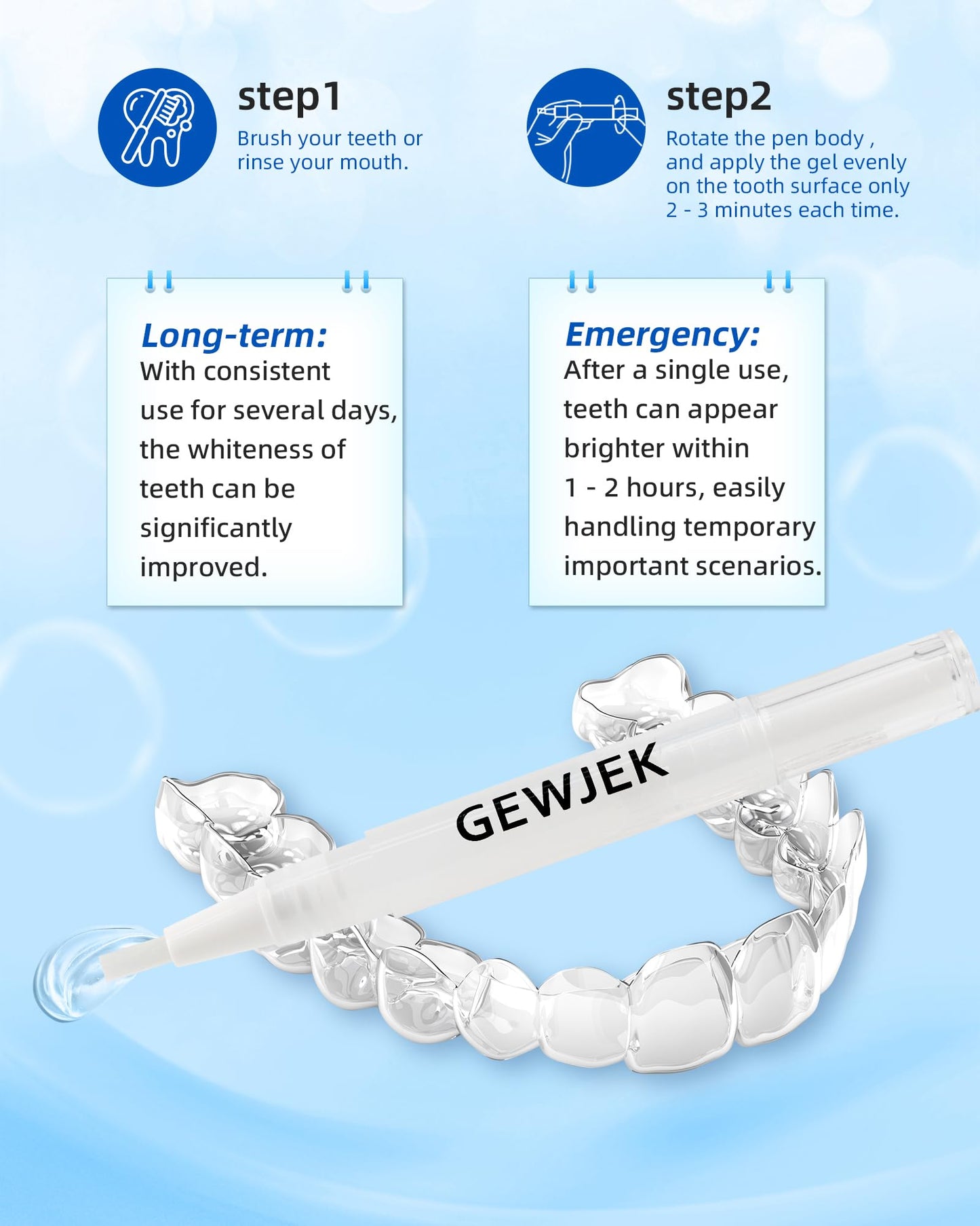 Teeth Whitening Pen 3 Pcs – 35% Carbamide Peroxide Gel, Gentle & Travel-Portable