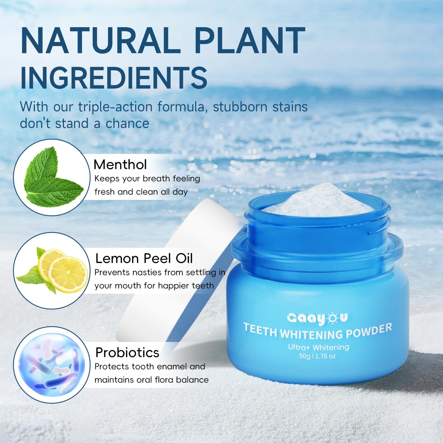 Teeth Whitening Powder 2PCS – Mint Tooth Powder, Stain Removal 100g/3.53oz