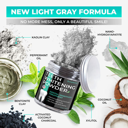 Teeth Whitening Powder with Nano-Hydroxyapatite – Fluoride-Free Mint (2 oz)