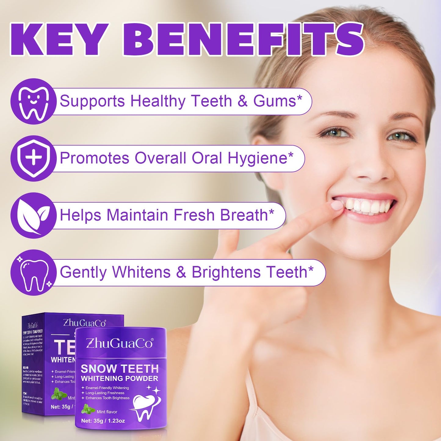 Teeth Whitening Powder with PAP+ – Peroxide-Free, Enamel Safe (35g)