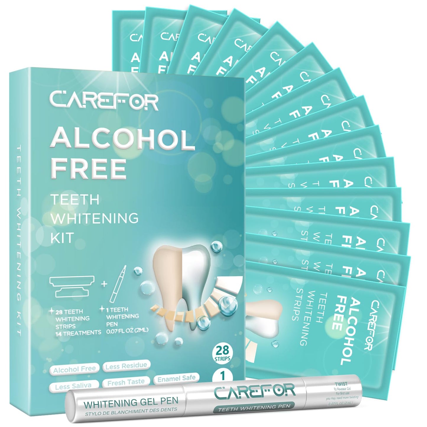 Teeth Whitening Strips 14 Treatments Kit - Includes Whitening Pen (28 Strips) | Safe for Sensitive Teeth