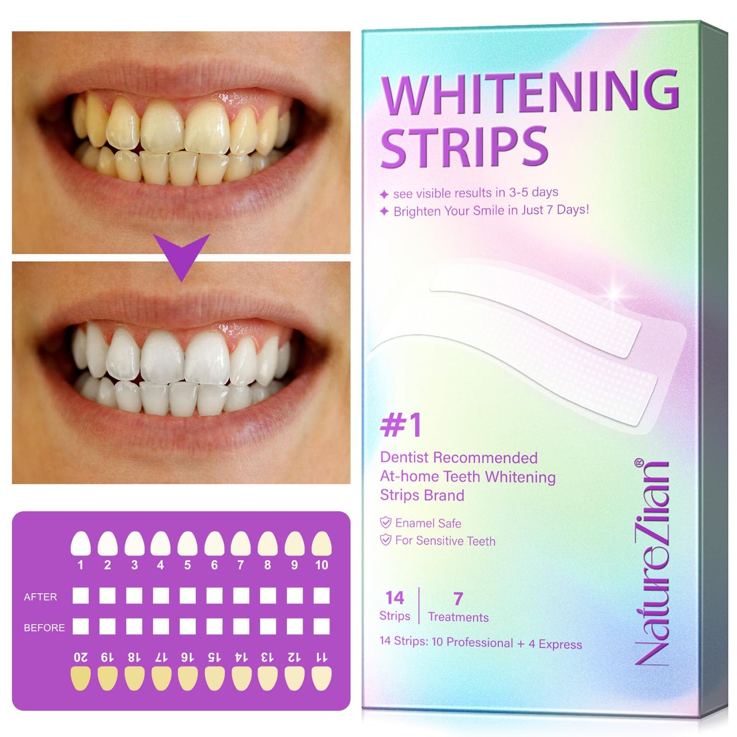 Teeth Whitening Strips - Peroxide Free, Sensitive Whitening (28pcs)
