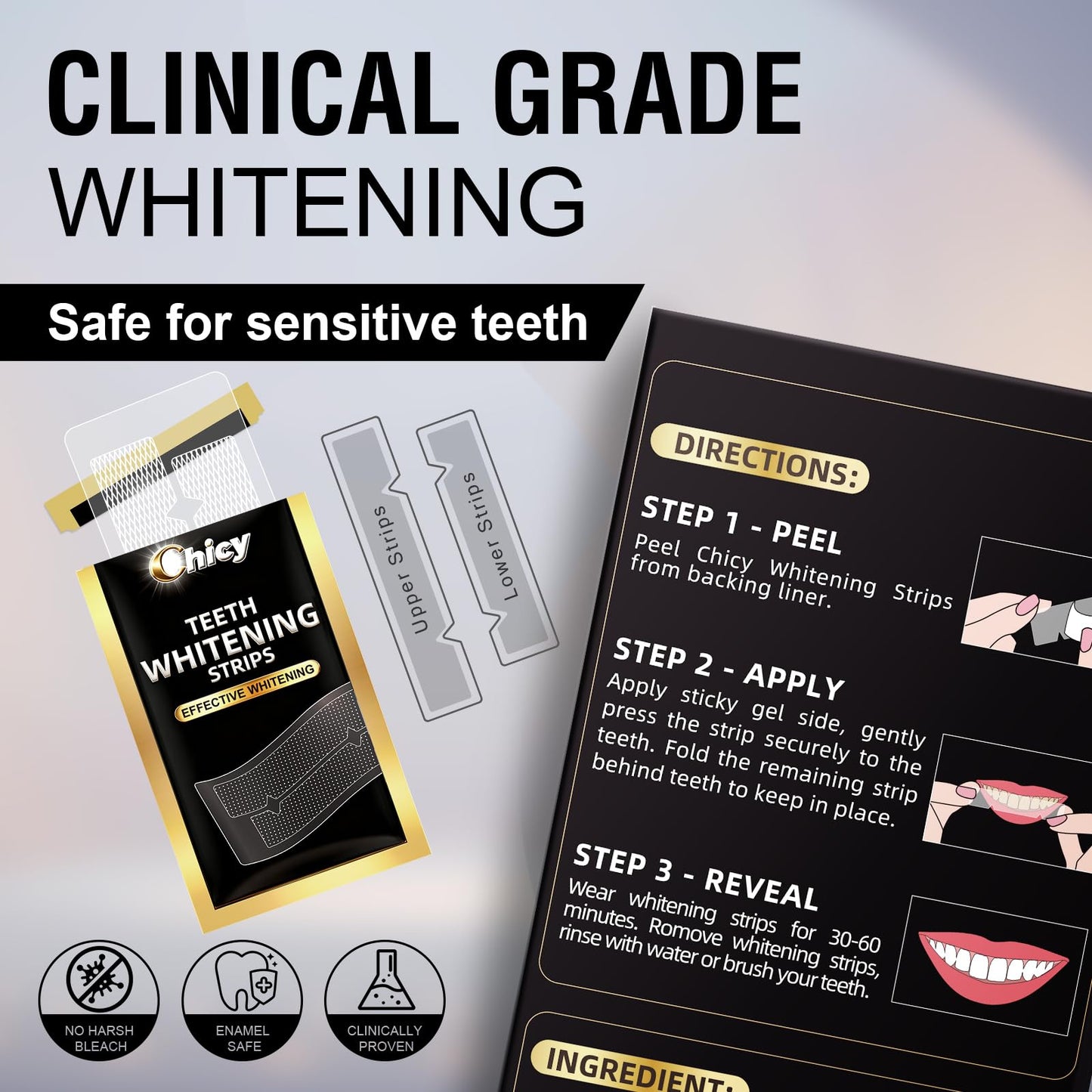 Teeth Whitening Strips – 14 Treatments, Pack of 28, Non-Slip, Removes Coffee & Smoking Stains