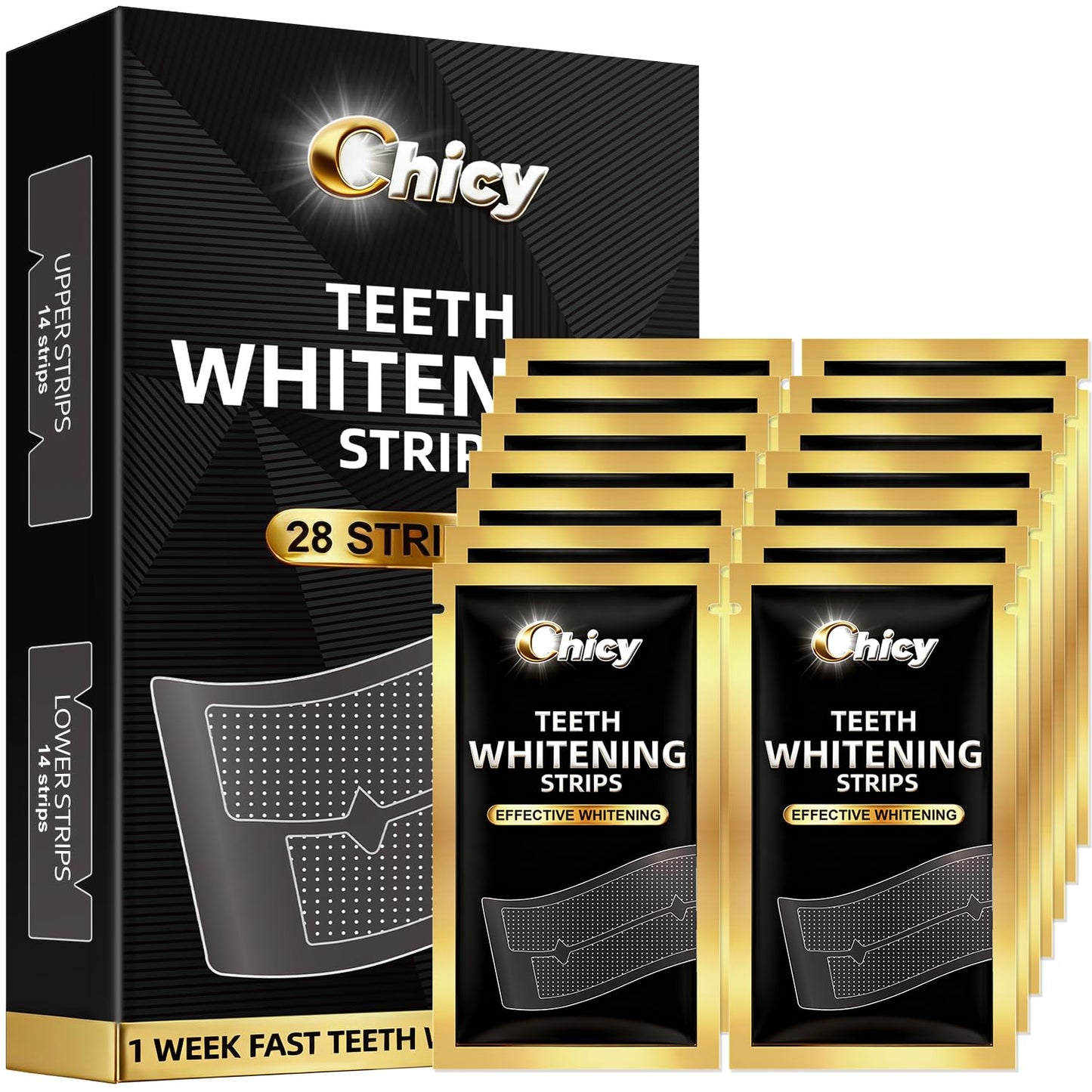 Teeth Whitening Strips – 14 Treatments, Pack of 28, Non-Slip, Removes Coffee & Smoking Stains