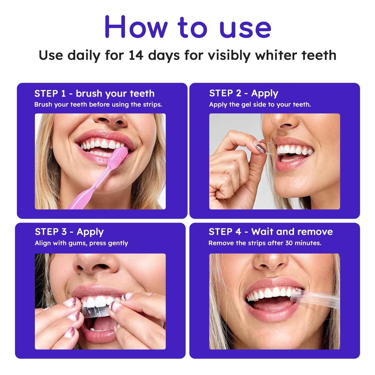 Teeth Whitening Strips for Sensitive Teeth – 14-Day Full Treatment Kit | Fast-Acting