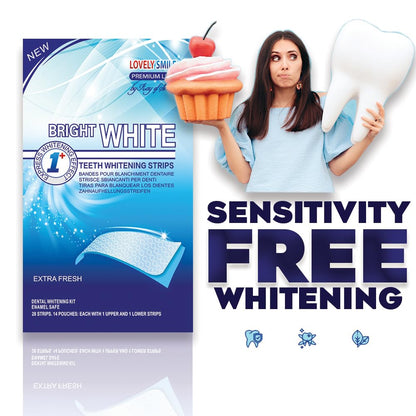 Lovely Smile Premium Teeth Whitening Strips – Enamel Safe, White Teeth in 1 Hour, No Slip & No Sensitivity | 28 Mint Strips by Ray of Smile