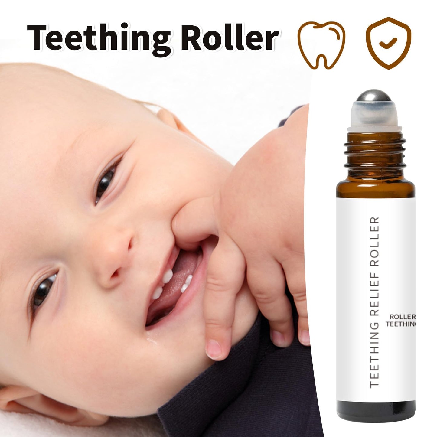 Teething Roller for Babies - Natural Gentle Teether Oil Roller (2 PCS) | Mamas Teether