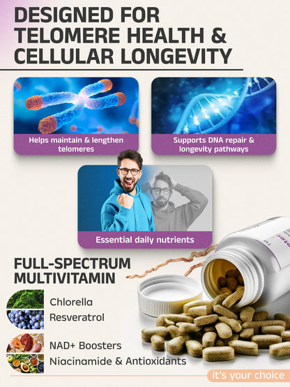 Telovite Daily Multivitamin for Men & Women – Telomere & Cellular Health