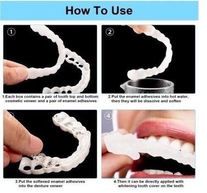 2 Pairs Natural-Looking Temporary Smile Solutions – Top & Bottom Adjustable, Comfortable Experience