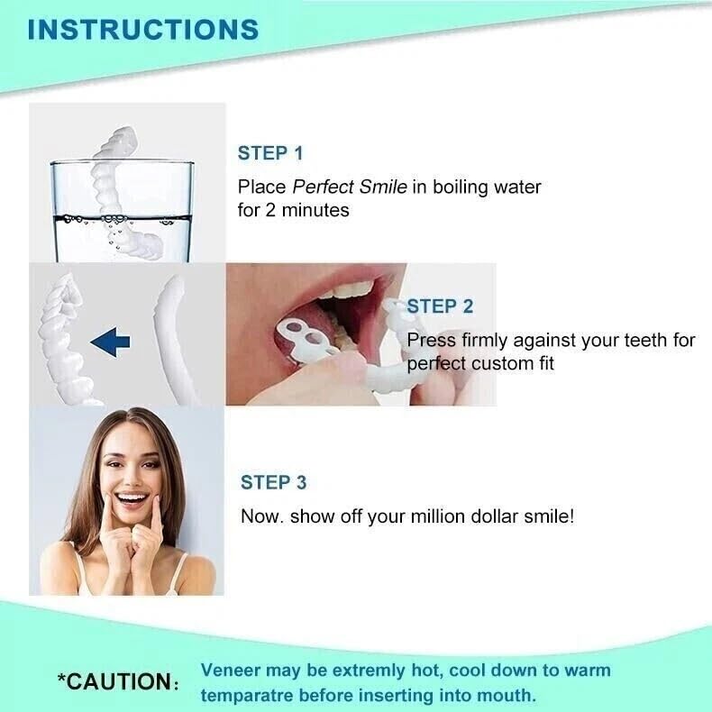 2 Pairs Natural-Looking Temporary Smile Solutions – Top & Bottom Adjustable, Comfortable Experience