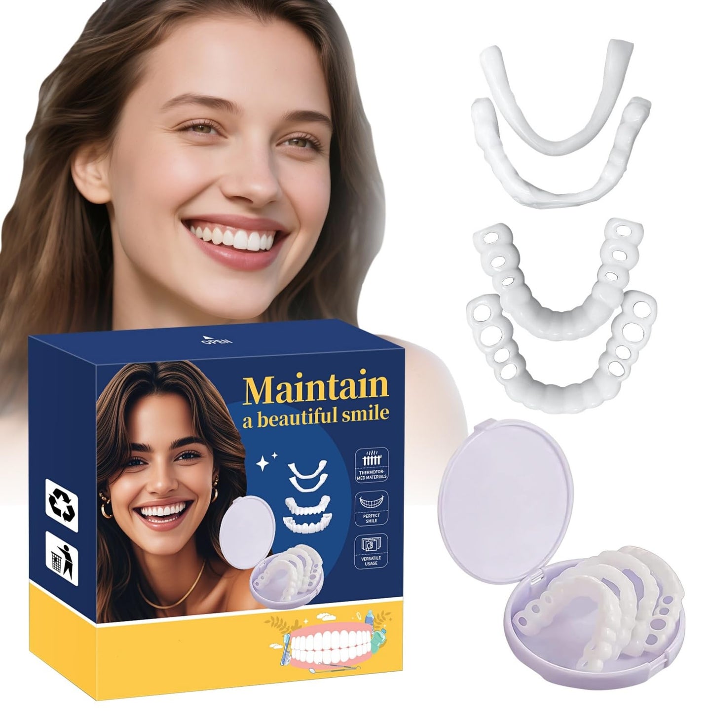 Temporary Veneers Kit for Women & Men - Natural Look & Comfortable Tooth Replacement (Unflavored)