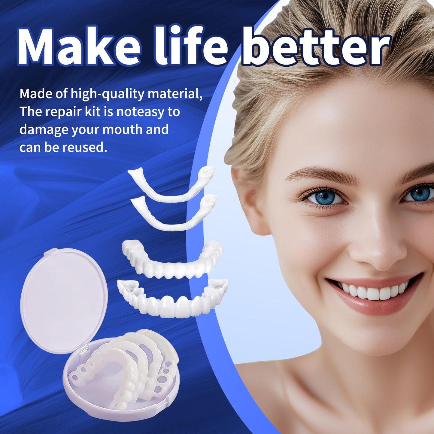 Temporary Veneers Kit for Women & Men - Natural Look & Comfortable Tooth Replacement (Unflavored)