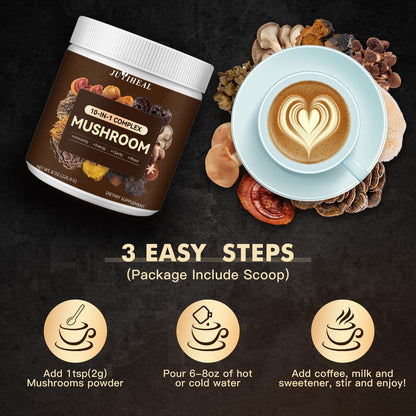 10-in-1 Mushroom Powder Complex – Lions Mane, Reishi, Chaga, Turkey Tail | 8oz