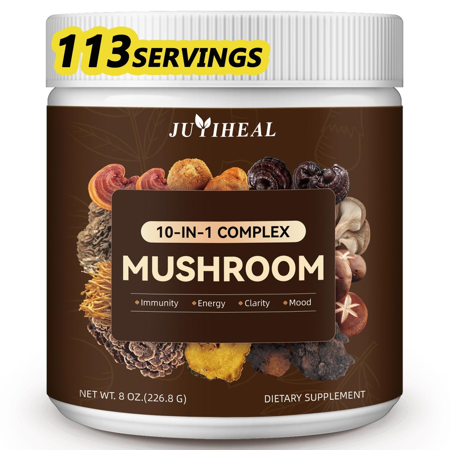 10-in-1 Mushroom Powder Complex – Lions Mane, Reishi, Chaga, Turkey Tail | 8oz