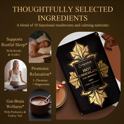 Mushroom Hot Chocolate – Calm Coffee Alternative | 10 Mushrooms, Vegan & Keto | 8.5 oz