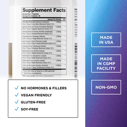 Dr. Emil Nutrition 10 Mushroom Nootropic Supplement – Clarity & Immune Support