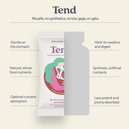Tend Daily Prenatal Vitamin Bar – Organic DHA & Folate (Chocolate Sea Salt, 7ct)