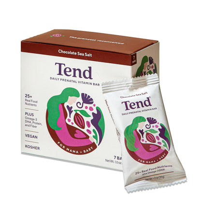 Tend Daily Prenatal Vitamin Bar – Organic DHA & Folate (Chocolate Sea Salt, 7ct)