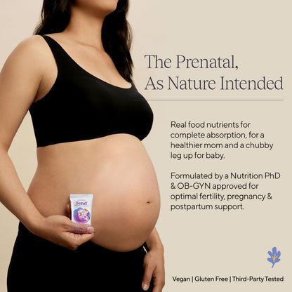 Tend Daily Prenatal Vitamin Bar – Organic, DHA, Folate, Vitamin D, B Vitamins & Choline | Strawberry Patch 7ct