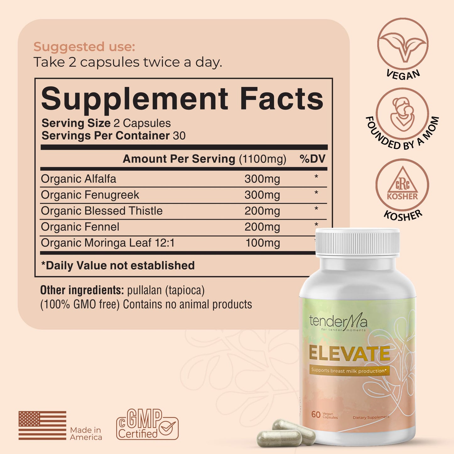 tenderMa Elevate Lactation Supplement | Natural Breast Milk Support