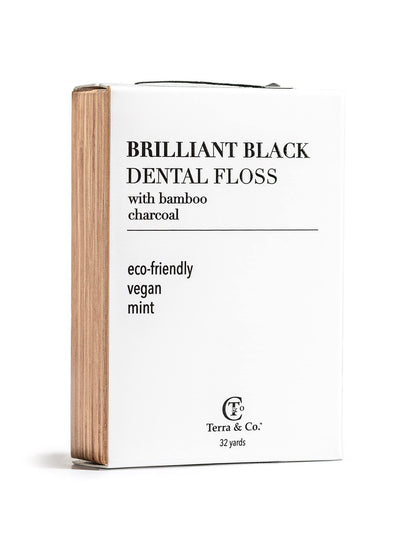 Terra & Co. Brilliant Black Dental Floss (3 Pack) – Vegan, Cruelty-Free, Activated Charcoal