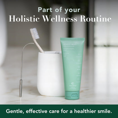 Terra & Co. Gentle Green Micro-Hydroxyapatite Toothpaste for Sensitive Teeth – USA-Made, Fluoride-Free, Vitamin B12, Mint, 3.4 oz