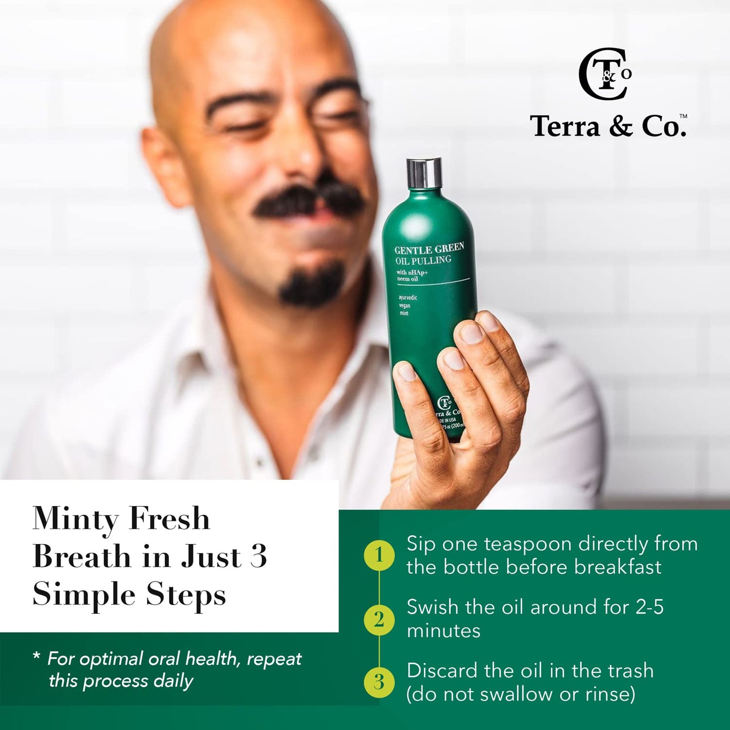 Terra & Co. Nano Hydroxyapatite Gentle Green Mouthwash – Vegan, Alcohol & Fluoride Free