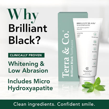 Terra & Co. Toothpaste Combo – Brilliant Black & Gentle Green (3.4 oz) – US-Made, Fluoride/SLS-Free