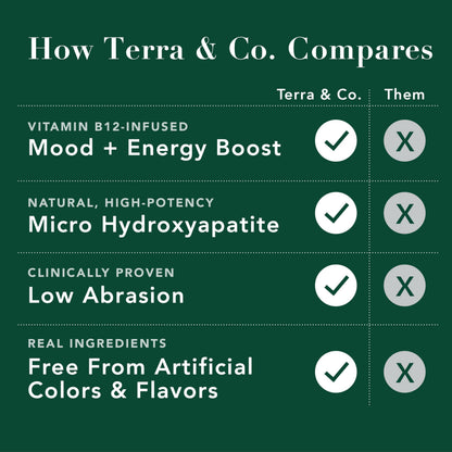 Terra & Co. Gentle Green Micro-Hydroxyapatite Toothpaste for Sensitive Teeth – USA-Made, Vitamin B12, Fluoride-Free, Vegan, SLS-Free – Mint, 3.4 oz