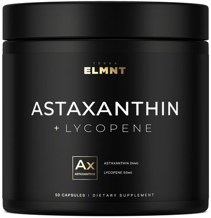 TERRA ELMNT Astaxanthin 24mg + Lycopene 50mg – Clinical Strength Carotenoids for Skin Health (100% Natural from MicroAlgae) – Astaxantina