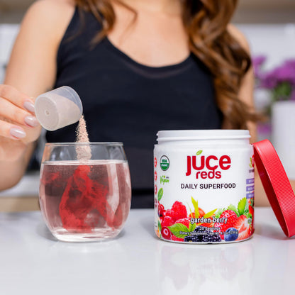 Terra Kai Organics JUCE Reds Organic Superfood Powder – Garden Berry Flavor | 20 Servings (230g)