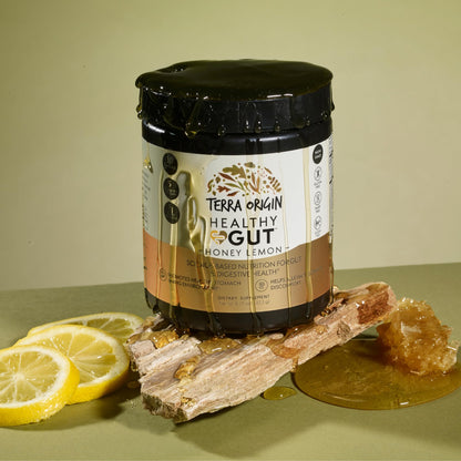 Terra Origin Healthy Gut Powder (Honey Lemon) – 30 Servings | L-Glutamine, Zinc, Slippery Elm & More