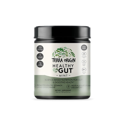 Terra Origin Healthy Gut Mint Flavor | 30-Servings with L-Glutamine, Zinc, Glucosamine & More